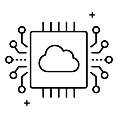 Düzenlenebilir Vuruşla İş Çözümleri için Bulut Hesaplama Vektör Simgesi Tasarımı
