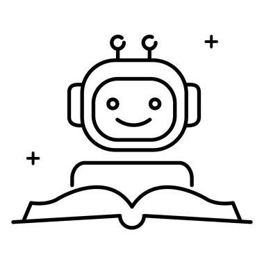 Düzenlenebilir vuruş ile Akıllı Robot Okuma Dijital Kitap Vektörü simgesi tasarımı