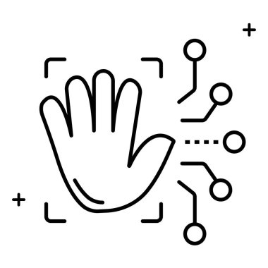 Dokunulmaz El Algılama Sensör Teknolojisi Vektör Simgesi Tasarımı