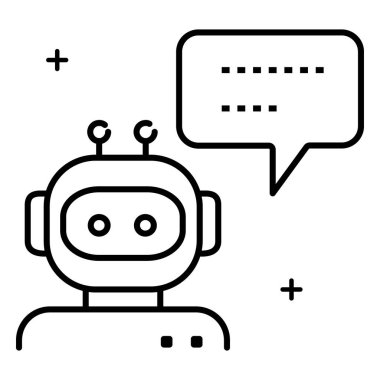 Yapay Yapay Zeka Chatbot Akıllı Vektör Yardımcı Simgesi tasarımı ve düzenlenebilir Vuruşu