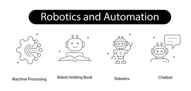 Robot ve Otomasyon Vektör Simgesi Tasarımı, Robotik, Makine İşleme, Chatbot, Robot Tutma Kitabı, El Sensörü, Giyilebilir
