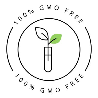 Düzenlenebilir Vuruşla GMO Serbest Organik İçindekiler Vektör Simgesi Tasarımı