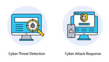 Siber Savunma Ağı Saldırı Yanıtı Algılama Güvenlik Vektörü Sembolü Ayarlandı