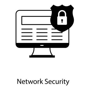 Güvenli Ağ Siber Güvenlik Savunma Vektör Simgesi Tasarımı