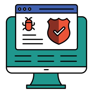 Antivirüs Virüs Koruyucu Vektör Simgesi Tasarımı, Siber Güvenlik, Virüs Koruma