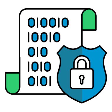 Dosya Şifreleme Siber Kilit Vektör Simgesi Tasarımı, siber kilit, veri güvenliği, şifrelenmiş belgeler