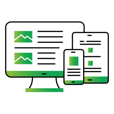 Karşılık Tasarım Vektörü Simgesi Web Sitesi Adaptasyon Aygıtları ve Ekran Boyutları Üzerinde Gösteriliyor