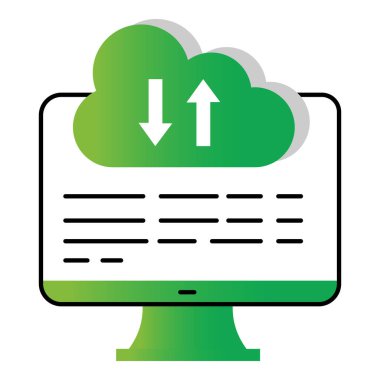 Bulut Hesaplama Vektörü Simgesi Veri Depolama, Çevrimiçi Hizmetler ve Sanal Altyapı