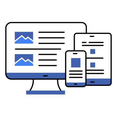 Tüm Dijital Aygıtlar için Yanıt Tasarım Vektörü Simgesi Temsili Esnek Web Sitesi Düzeni