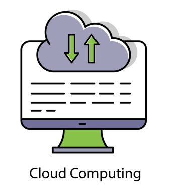 Bulut Hesaplama Vektörü Simgesi Illustrating Cloud Services, Dijital Depolama ve İnternet tabanlı Ağ Çözümleri