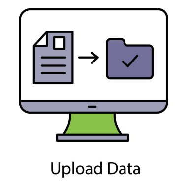 Dosya Paylaşımı, Bulut Hizmetleri ve Veri Eşgüdümleme için Veri Vektörü Simgesi Yükle