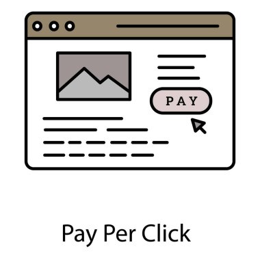 Per Click Vektör Simgesine Öde Maliyet Verimli Reklamcılık, Ücretli Arama ve Tıklanabilir Reklamlar