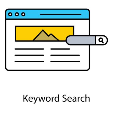 Anahtar kelime Arama Vektörü Simgesi Web Sitesi SEO, Arama Motoru Sonuçları ve İçerik Planlama