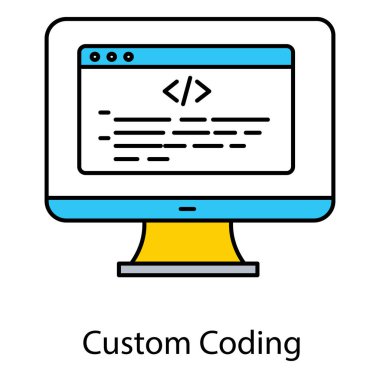 Web Geliştirme, Kuyruklu Kod ve Yazılım Mühendisliği Çözümlerini Temsil Eden Özel Kodlama Vektörü Simgesi