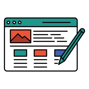 İçerik İyimserleştirme Vektörü Simgesi SEO Analizi, İçerik Geliştirme ve Web Sitesi Trafik Büyümesi