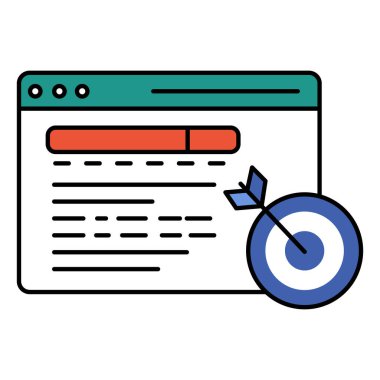 SEO Hedef Vektör Simgesi İnternet Arama Hedefleme, Anahtar Kelime Araştırması ve Dijital Pazarlama Başarı