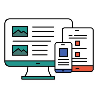 Çoklu Sayısal Ekranlar için Yanıt Tasarım Vektörü Simgesi Depolama Web Arayüzü Adaptasyonu