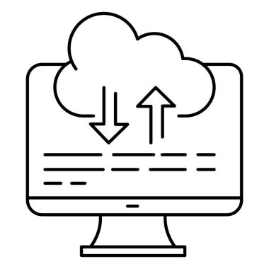 Bulut Hesaplama Vektörü Simgesi Sunucu Bulut Depolama Çözümleri, Veri Paylaşımı Ağı ve Çevrimiçi Sunucu