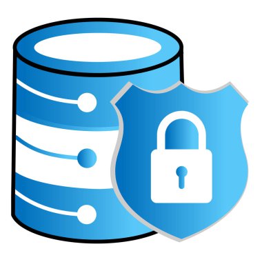 Veri Koruma Vektörü Simgesi Siber Güvenlik ve Dijital Bilgi Güvenliği kavramını temsil ediyor