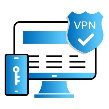 Şifrelenmiş Güvenli İnternet Erişimi için VPN Vektör İllüstrasyon Simgesi Tasarımı