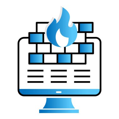 Güvenlik Duvarı Vektör Simgesi Kalkanı, Duvarı ve Siber Güvenlik elementleri