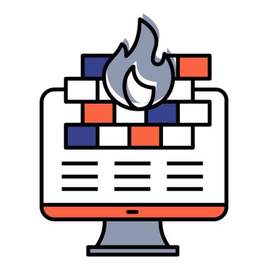 Siber Güvenlik Güvenlik Güvenlik Duvarı Simgesi Tuğla Duvar ve Kalkan Sembolü Gösteriyor