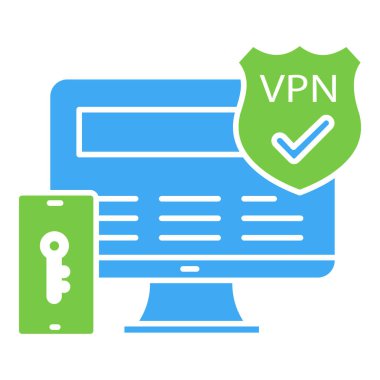 Dijital Güvenlik ve Mahremiyet İçin Renkli VPN Vektör Simgesi Tasarımı
