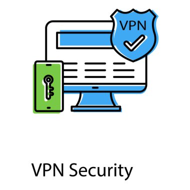 Güvenli VPN Vektör Simgesi Tasarımı Ağ Gizliliği ve Şifreleme Temsilcisi