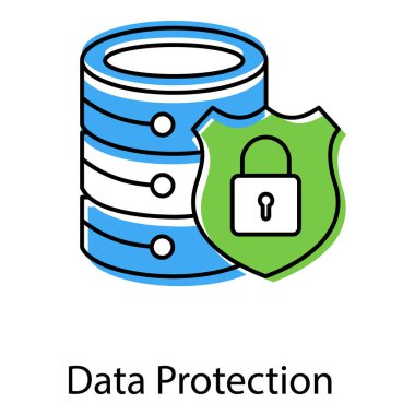 Ağlarda Güvenlik Uyumu ve Risk azaltma için Veri Koruma Vektörü Simgesi