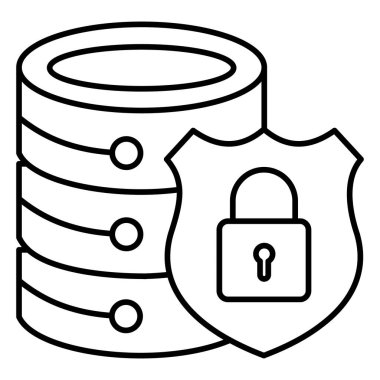 Güvenli Dijital Bilgi ve Gizlilik İçin Veri Koruma Vektörü Simgesi Sunucu Kalkanı