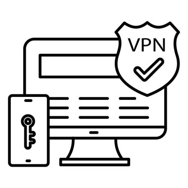 Özel Ağ ve İnternet Koruması İçin Modern VPN Simgesi Vektör Tasarımı
