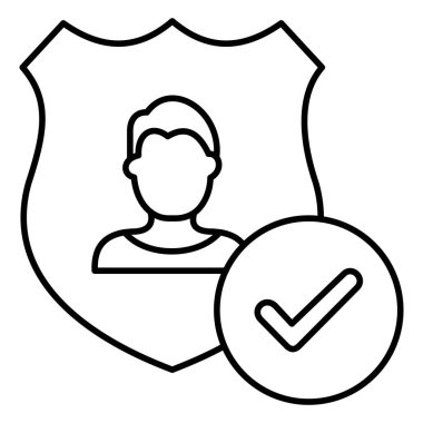 Kimlik Onaylama Simgesi İşaretli, Yüz Profili ve Kalkan Desig