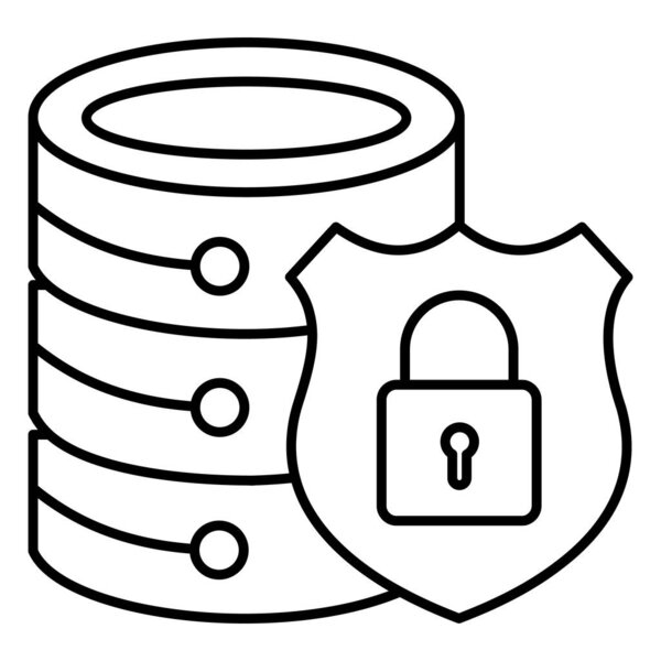 Векторная иконка защиты данных с изображением щита для безопасной цифровой информации и конфиденциальности