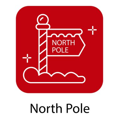 Noel Temalı Kuzey Kutbu Vektör İllüstrasyon Simgesi Karlı İmza Postasıyla