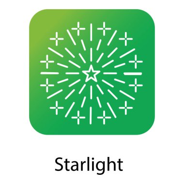 Gece Gökyüzü ve Fantezi İçin Parlayan Yıldız Işığı Simgesi Vektör İllüstrasyonu