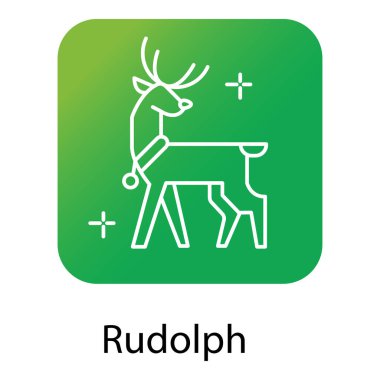 Noel Rudolph Ren Geyiği Düz Vektör İllüstrasyon Tatil Dekorasyonu Simgesi