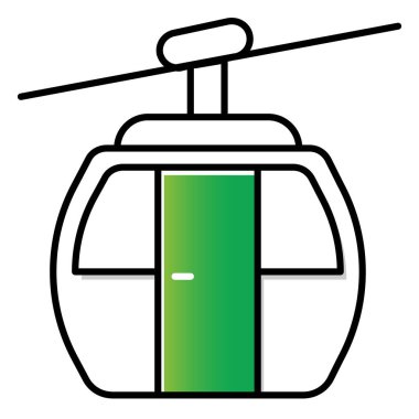 Kış Spor Çizimleri için Kayak Kaldırma Kablo Araba Vektörü Simgesi