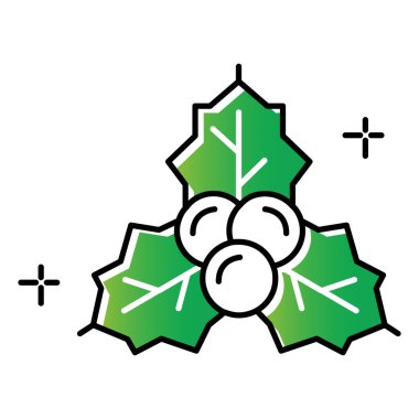 Noel Tasarımı İçin Yaprak Vektör Simgesi ile Kırmızı Holly Berries