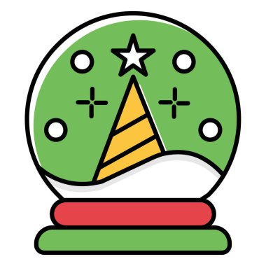 Tatlı Noel Ağacı Kar Küre Vektörü Kış Şenlikleri İllüstrasyonu