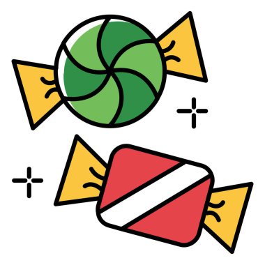 Tatlı Kutlamalar için Noel Şekeri ve Karamelli Şekerleme Vektör Simgesi