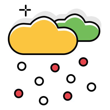 Buz Soğuk Hava Efektli Karlı Bulutun Vektör Simgesi