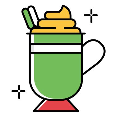 Kış Tatili Tasarımı İçin Cam Vektöründe Kremalı Tarçın Eggnog