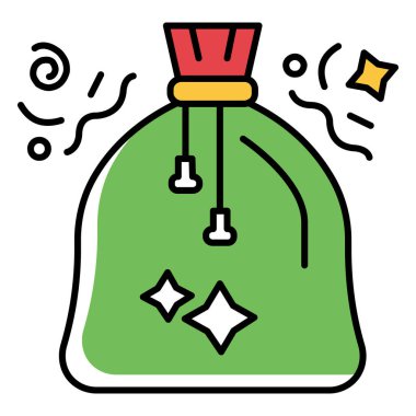 Kırmızı Noel Torbası Vektör Simgesi Tatil ve Noel Dekorasyonu Tasarımı