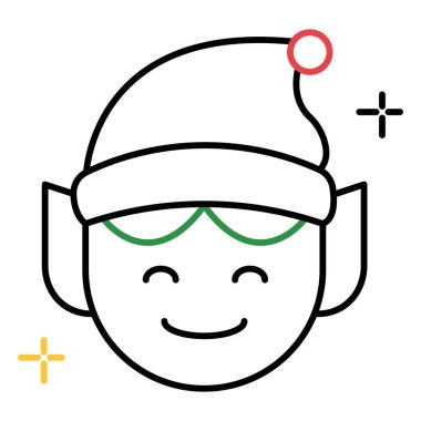 Çizgi film Noel Elf Vektör Simgesi ve Noel Baba 'nın Yardımcısı Tatil Teması