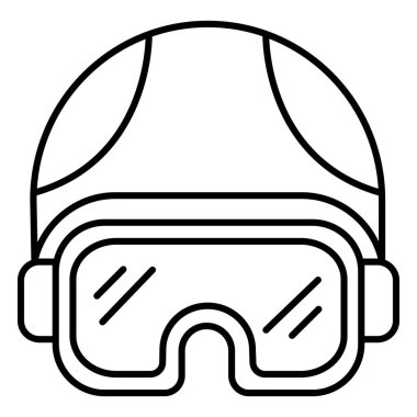 Kayak Miğferi Gözlüklü Düz Vektör Simge Çizim Tasarımı ile Eşleştirildi