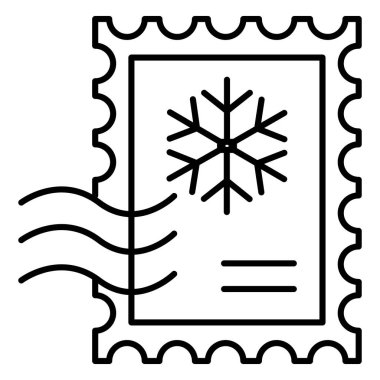 Tatil Mektubu ve Kar Tanesi Tasarımlı Düz Noel Posta Damgası Simgesi