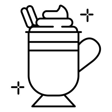 Cam Vektör İllüstrasyon Simgesinde Tarçın Çubuğu ile Şenlikli Eggnog