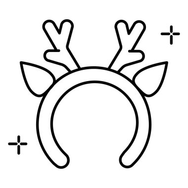 Düz Vektör Ren Geyiği Boynuzları Yılbaşı Dekorasyonu ve Tasarımı Simgesi