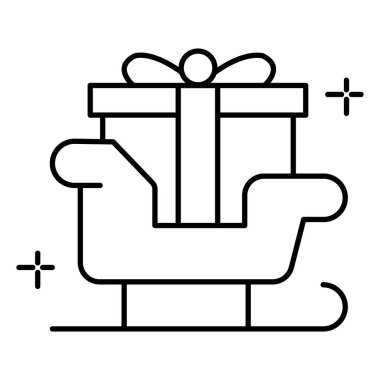 Kış Kızağı ve Şenlikli Noel Vektör Tasarımı Simgesi