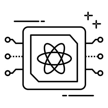 Kuantum Makinesi Vektör Simgesi Geleceğin Hesaplama ve Dijital Teknolojisini Gösteriyor
